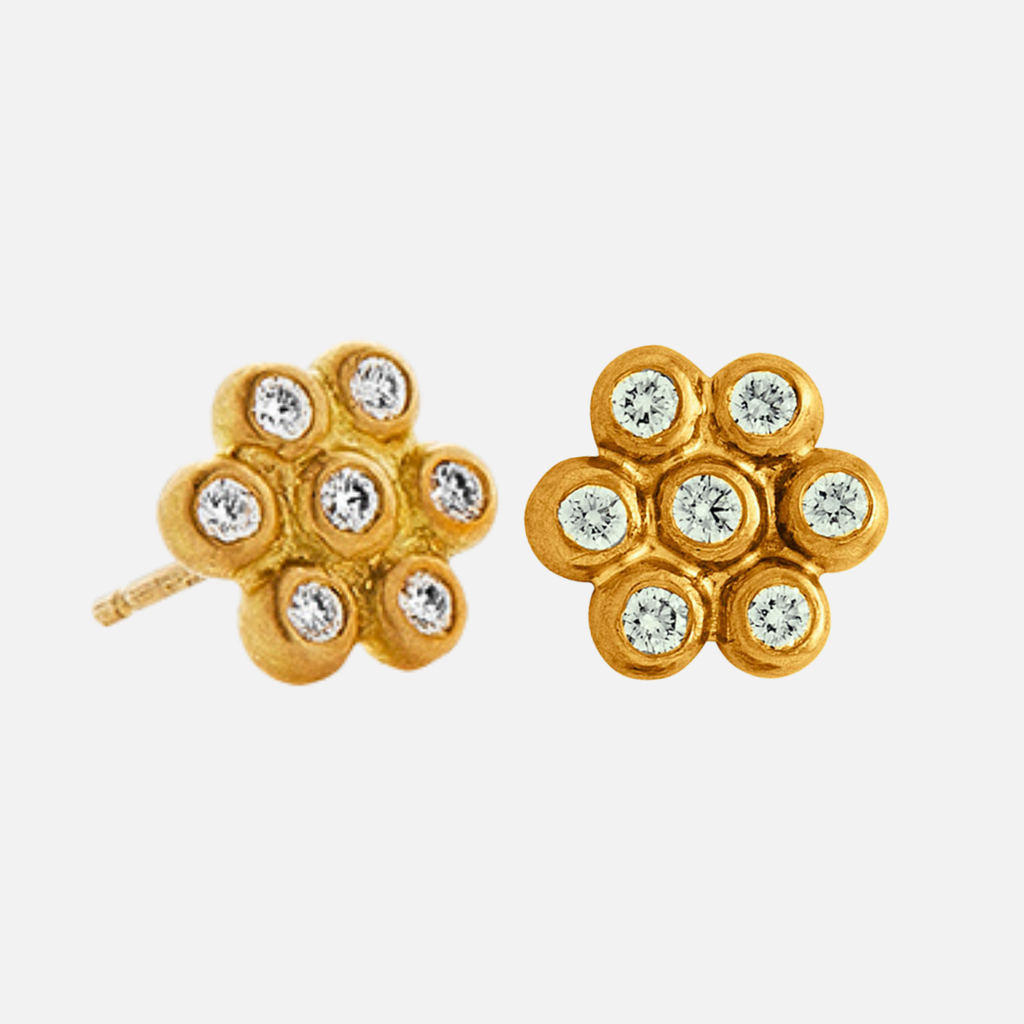 Snowdrop Large Diamond Studs in 20K Peach Gold Reinstein Ross Goldsmiths
