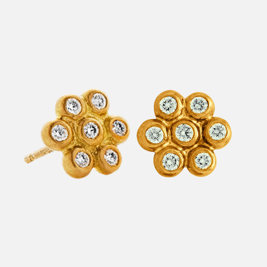 Snowdrop Large Diamond Studs in 20K Peach Gold Reinstein Ross Goldsmiths