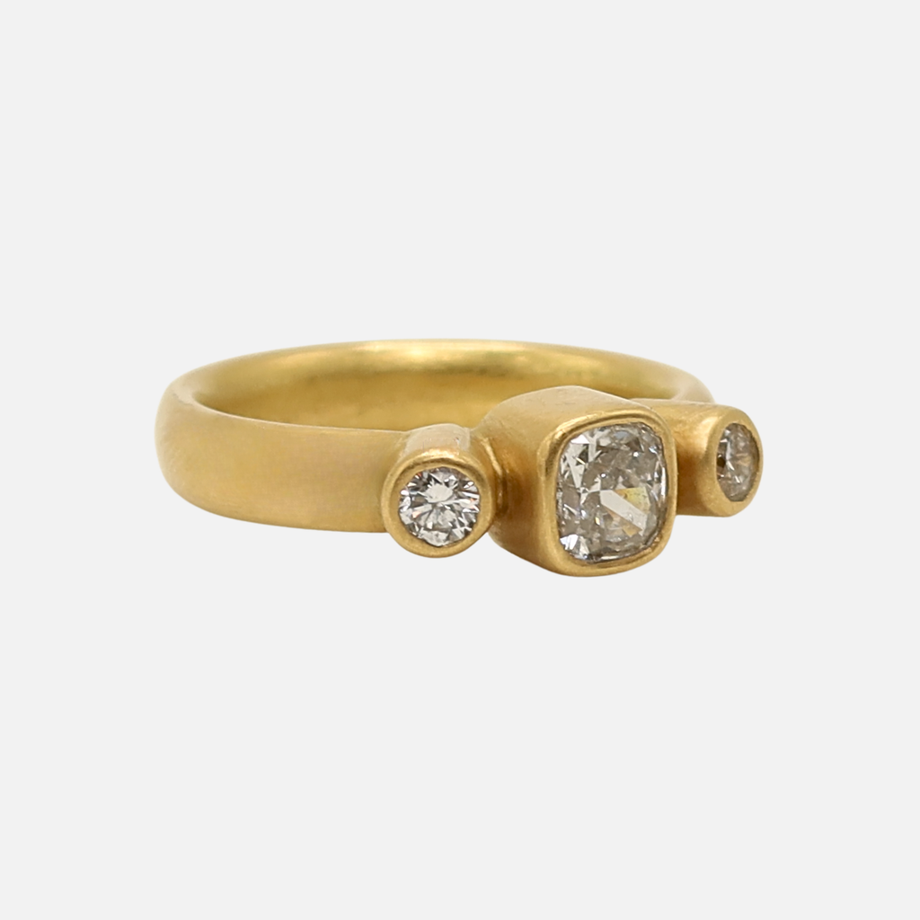 Sonoma "Celeste" Cushion Cut and Round Diamond Ring in 20K Peach Gold