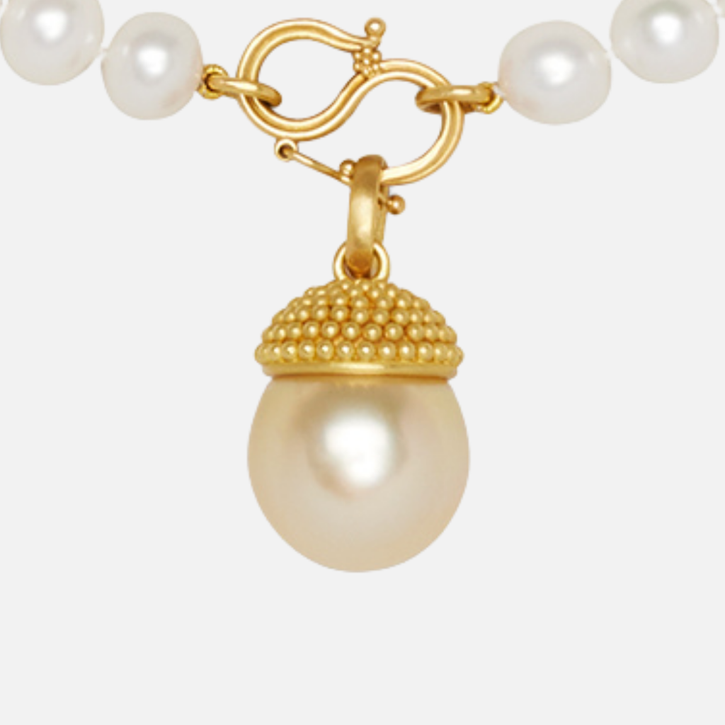 Sonoma Granule Large Golden Pearl Pendant set in 20K Peach Gold Reinstein Ross Goldsmiths