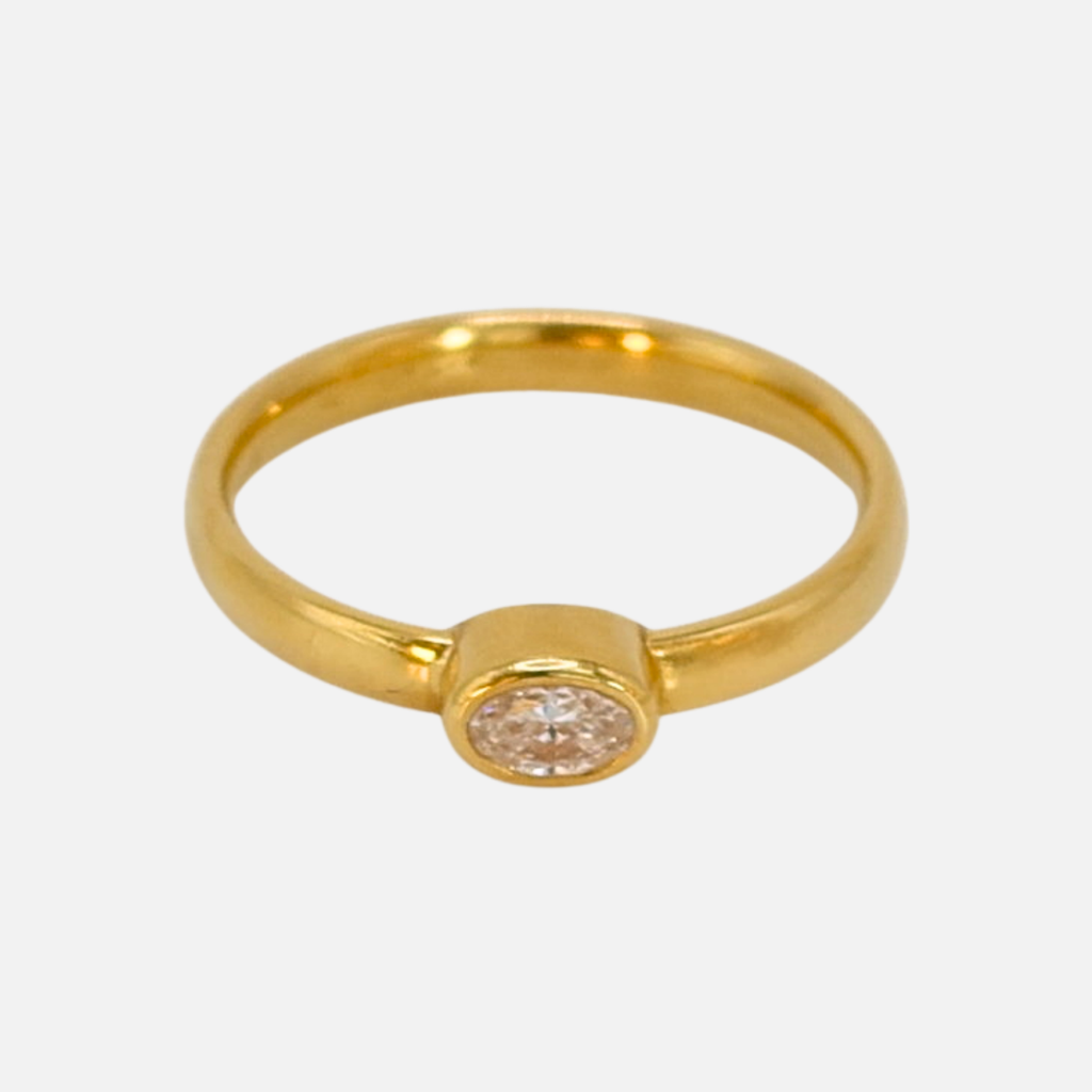 Sonoma Mini Oval Diamond Ring in 20K Peach Gold Reinstein Ross Goldsmiths