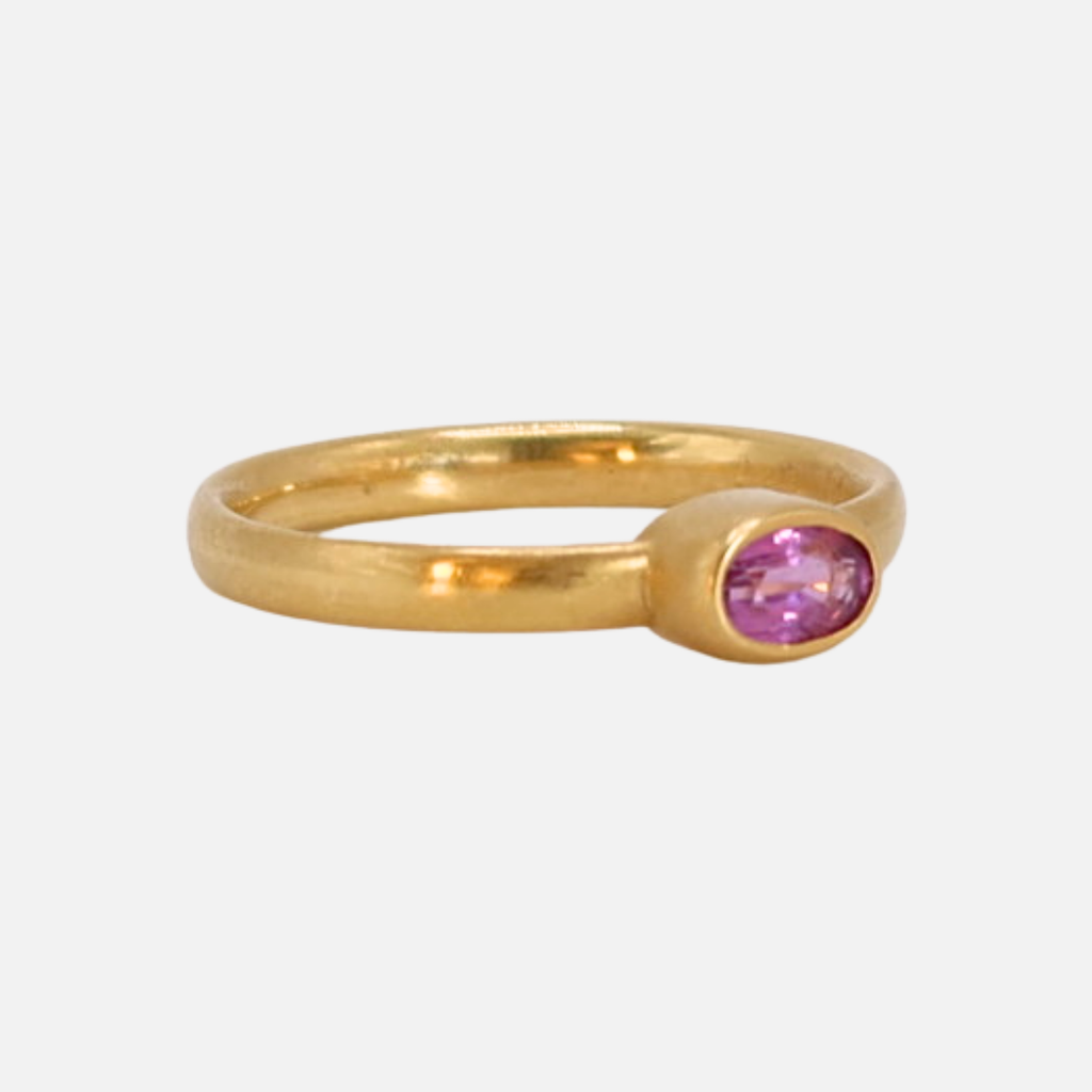 Sonoma Mini Oval Pink Sapphire Ring in 20K Peach Gold Reinstein Ross Goldsmiths