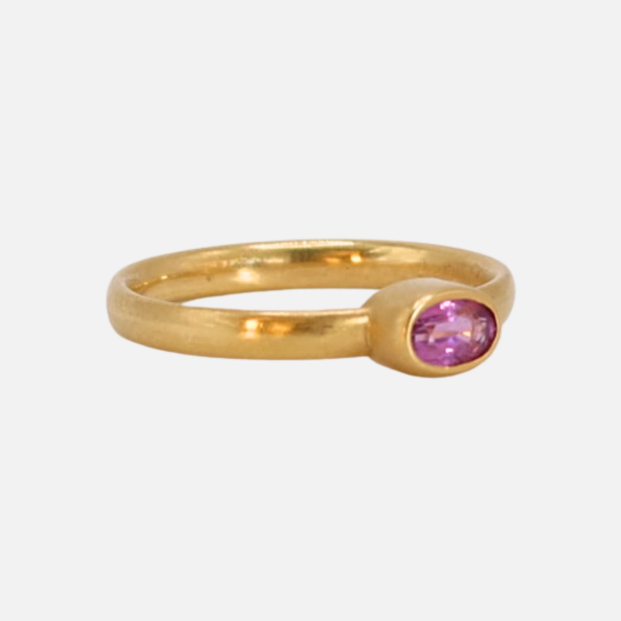 Sonoma Mini Oval Pink Sapphire Ring in 20K Peach Gold Reinstein Ross Goldsmiths