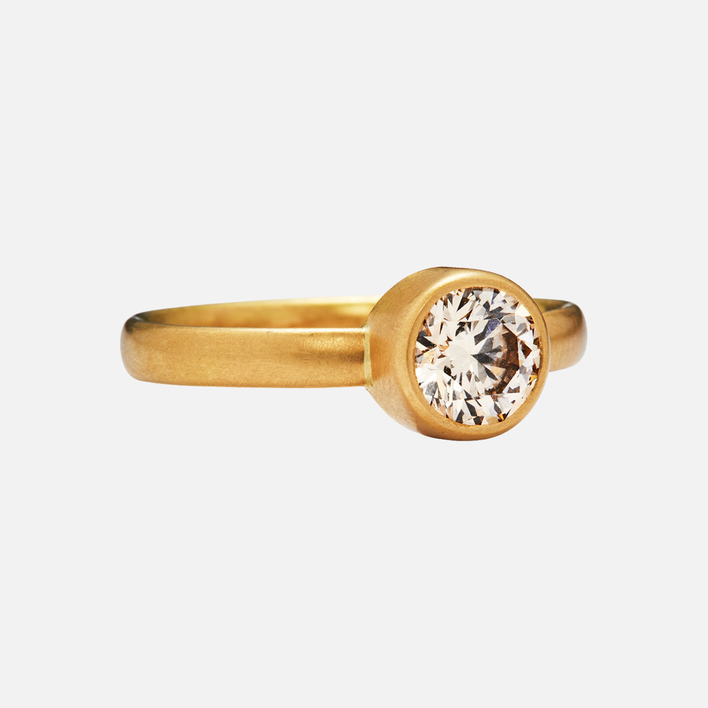 Sonoma Mini Round Champagne Diamond Ring in 20K Peach Gold Reinstein Ross Goldsmiths