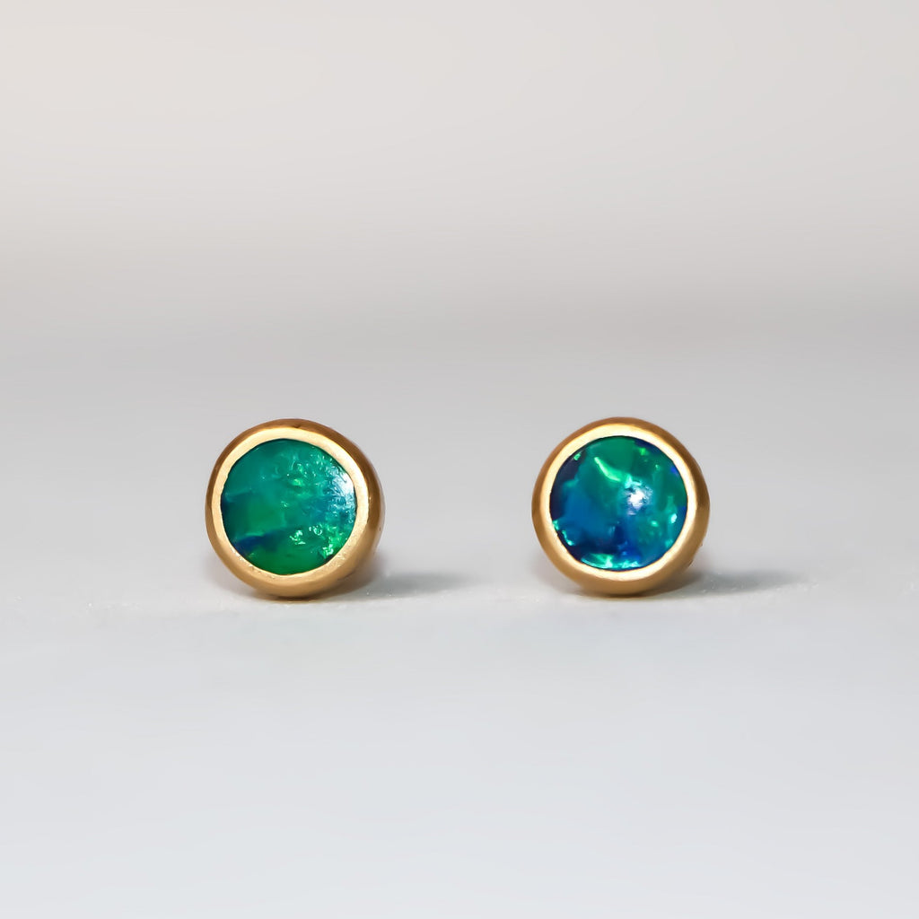 Sedona Opal Studs in 20K Peach Gold- 5mm Reinstein Ross Goldsmiths