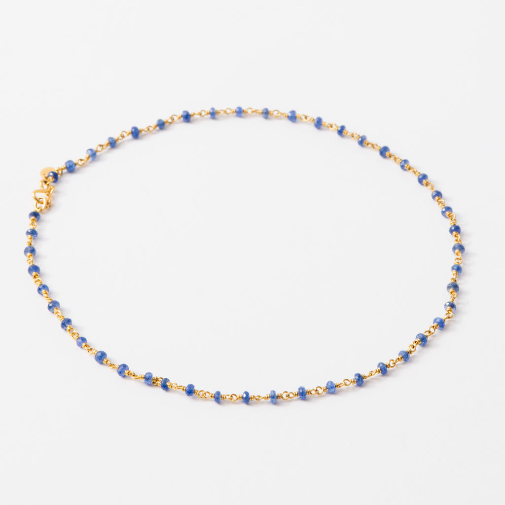 Isabella "Classic" Faceted Light Blue Sapphire Necklace in 20K Peach Gold- 18"