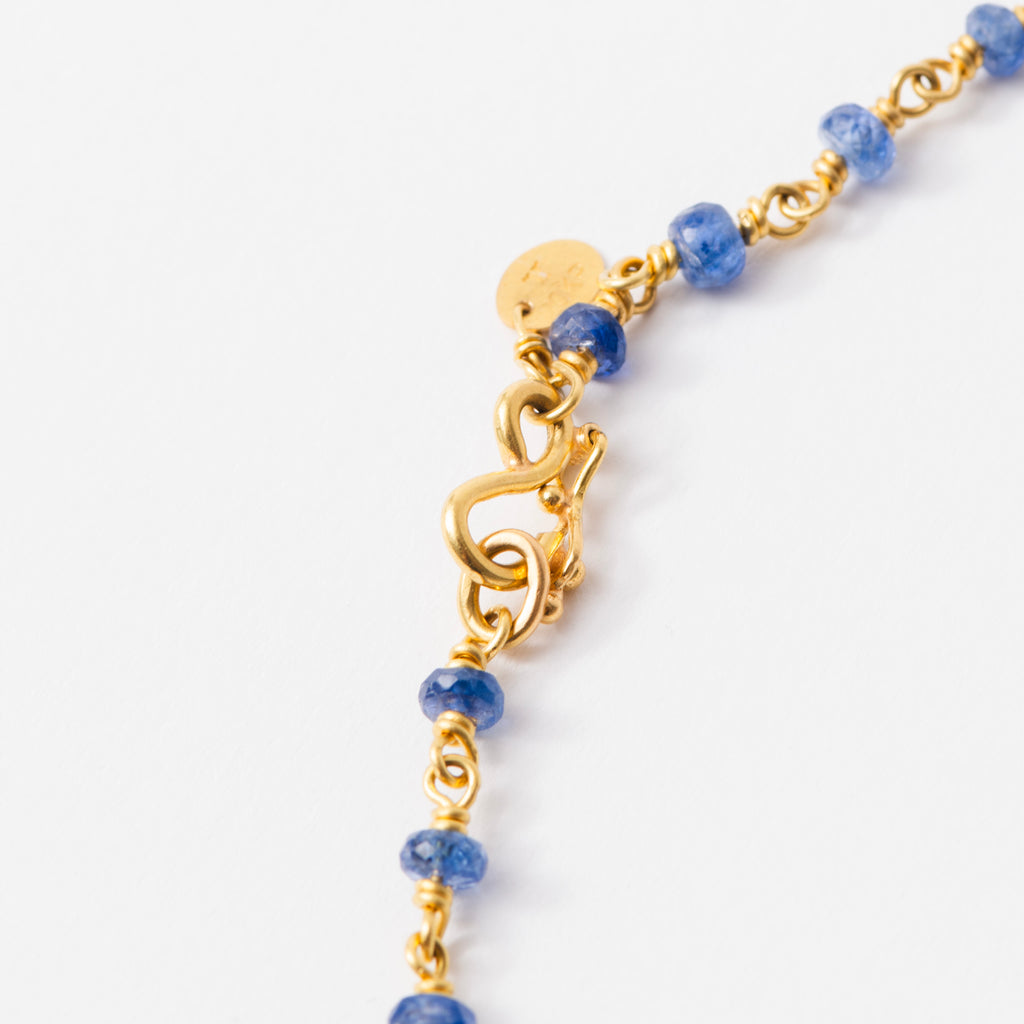 Isabella "Classic" Faceted Light Blue Sapphire Necklace in 20K Peach Gold- 18"