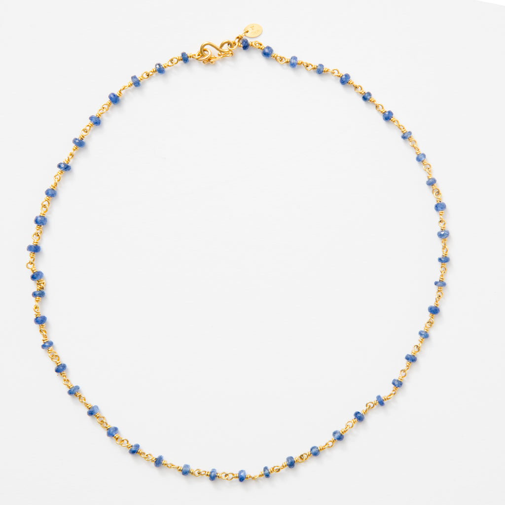 Isabella "Classic" Faceted Light Blue Sapphire Necklace in 20K Peach Gold- 18"