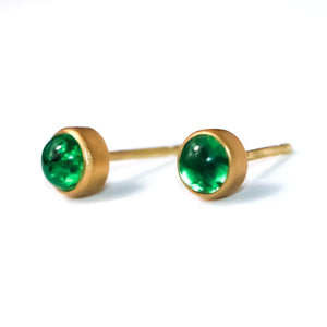 Sedona Cabochon Emerald Studs in 20K Peach Gold - 5mm Reinstein Ross Goldsmiths