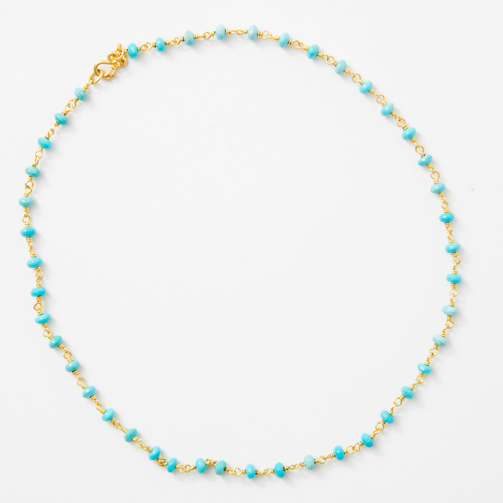 Isabella "Classic" Turquoise Necklace in 20K Peach Gold- 18" Reinstein Ross Goldsmiths