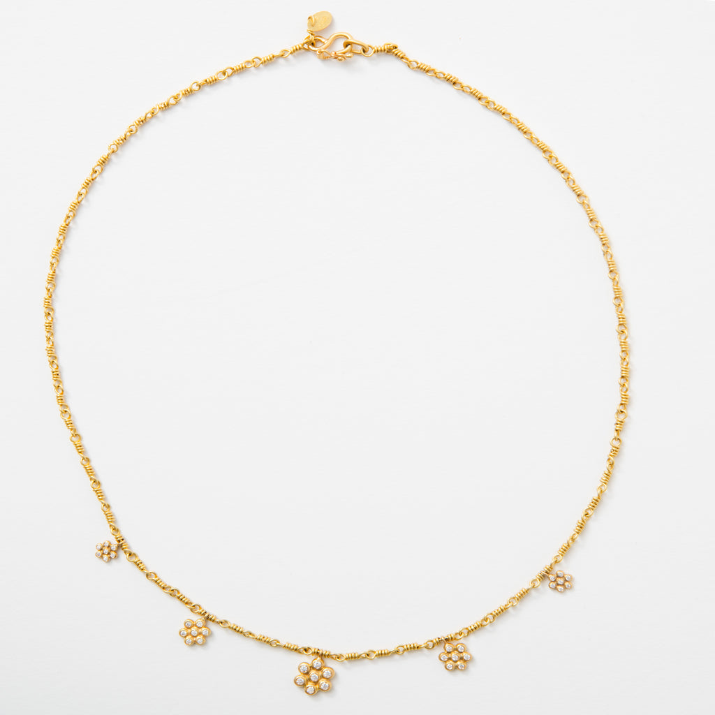 Snowdrop Five "Isabella" Necklace in 20K Peach Gold
