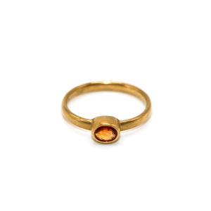 Sonoma Mini Oval Orange Sapphire Ring in 20K Peach Gold Reinstein Ross Goldsmiths