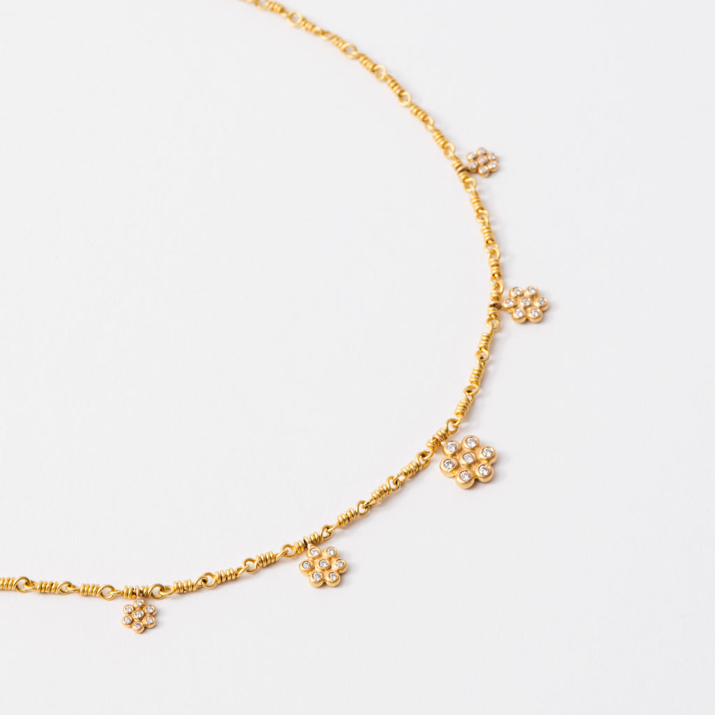 Snowdrop Five "Isabella" Necklace in 20K Peach Gold