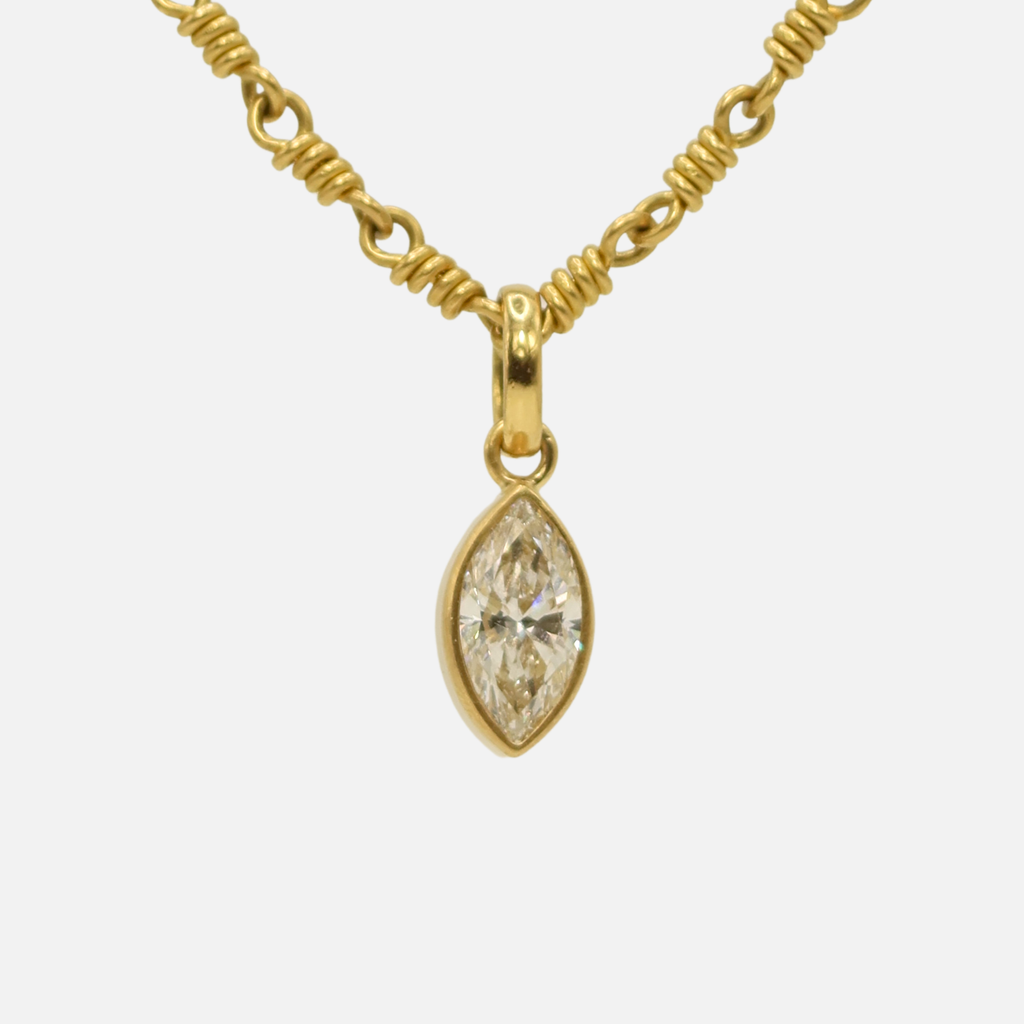 Sonoma Marquise Lab Diamond Pendant in 20K Peach Gold-3.0 Carats