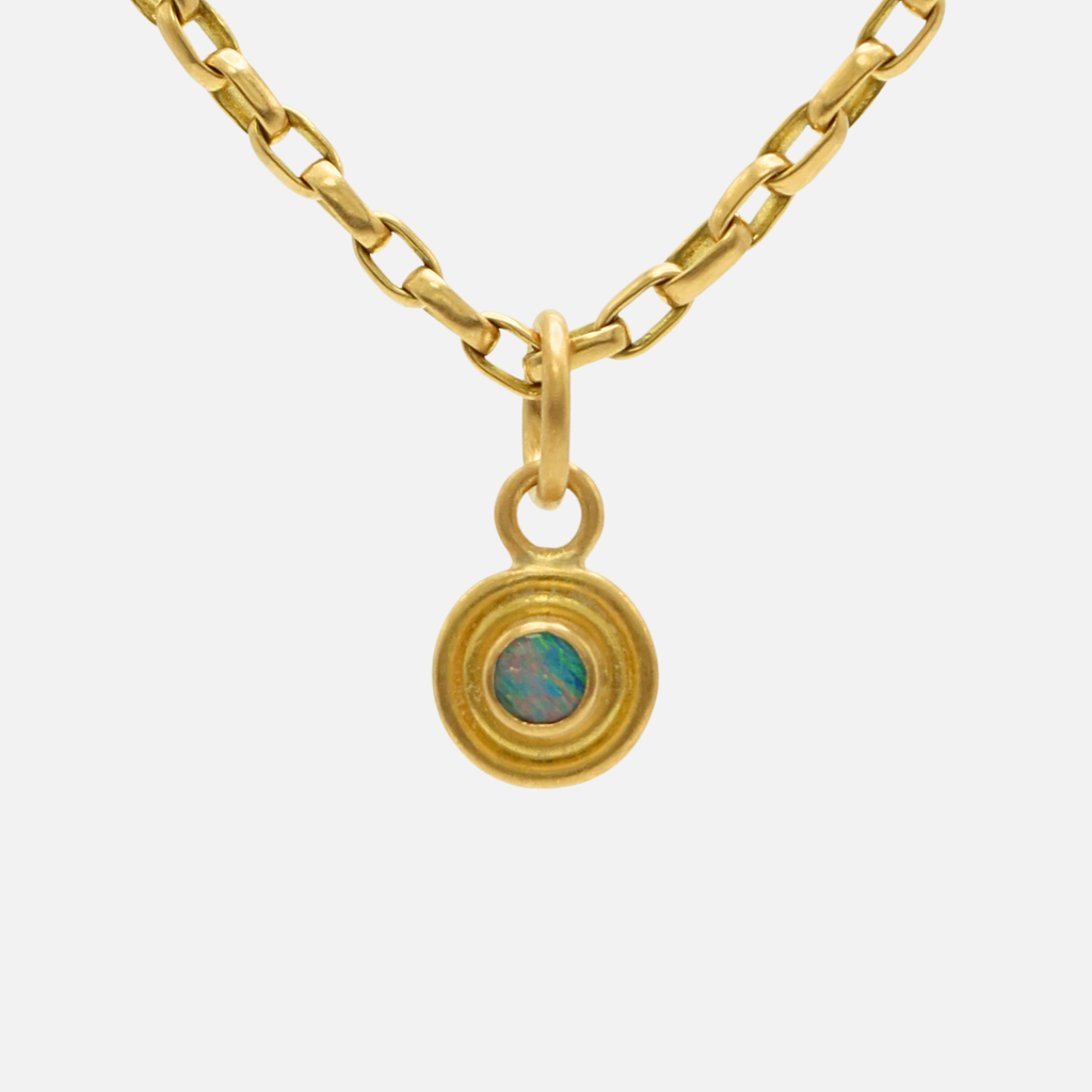 Dyan Round Opal Pendant in 20K Peach Gold