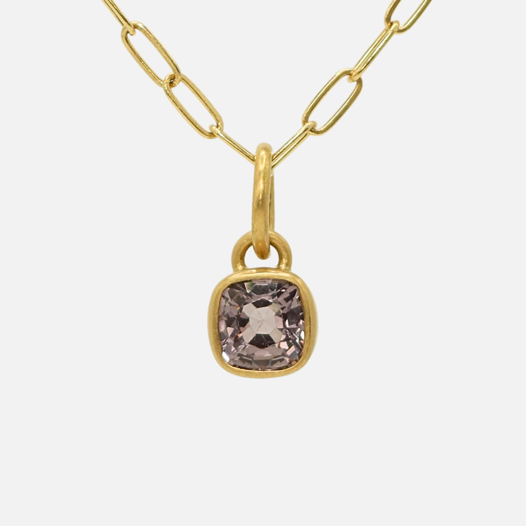 Sonoma Cushion Cut Grey Spinel Pendant in 20K Peach Gold