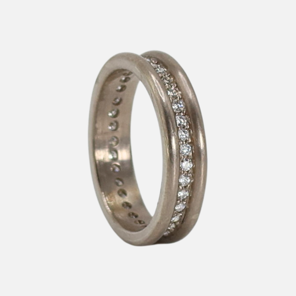 Shimmer Mini Diamond Band in 18K Alpine Gold