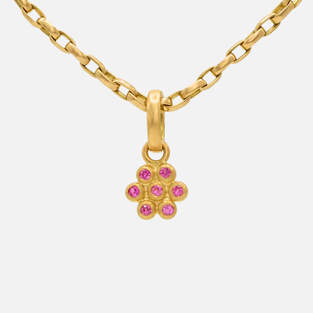 Snowdrop Large Pink Sapphire Pendant in 20K Peach Gold