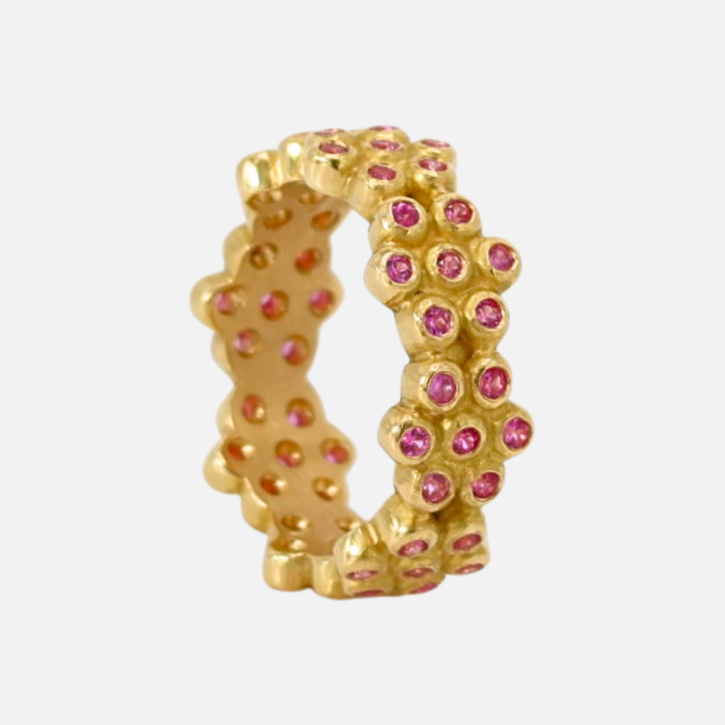 Snowdrop Pink Sapphire Band in 20K Peach Gold
