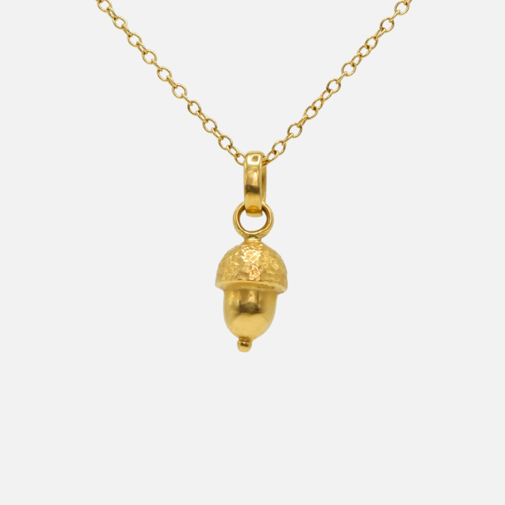 Sonoma Acorn Small Hammered Pendant in 20K Peach Gold