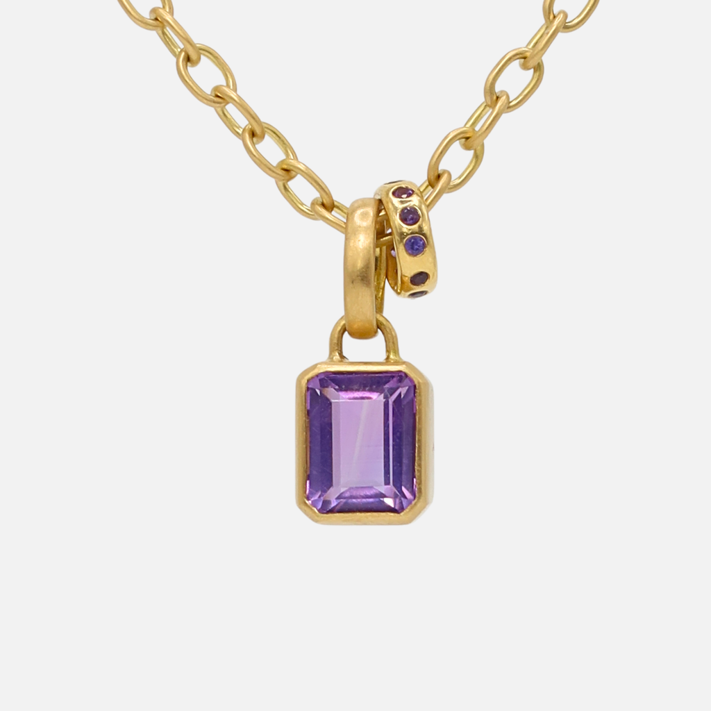 Sonoma Emerald Cut Amethyst Pendant in 20K Peach Gold