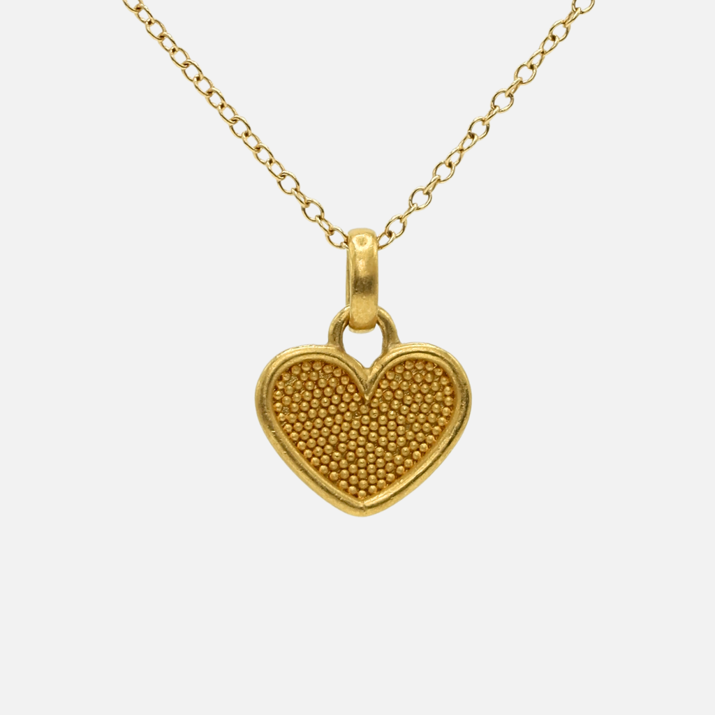 Sonoma Granulated Heart Small Bail Pendant in 22K Nectar Gold