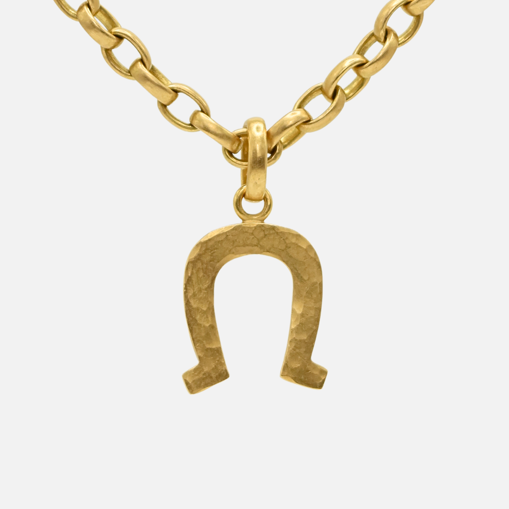 Sonoma Hammered Horseshoe Down Pendant in 20K Peach Gold