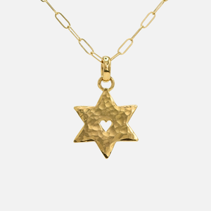 Sonoma Hammered Star of David Heart Pendant in 20K Peach Gold