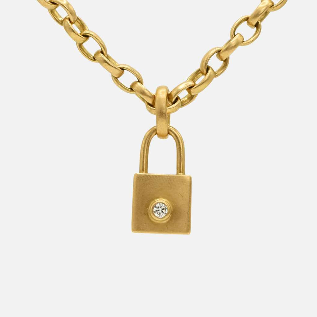 Sonoma "Lock Your Love" Small Lock Diamond Pendant in 20K Peach Gold