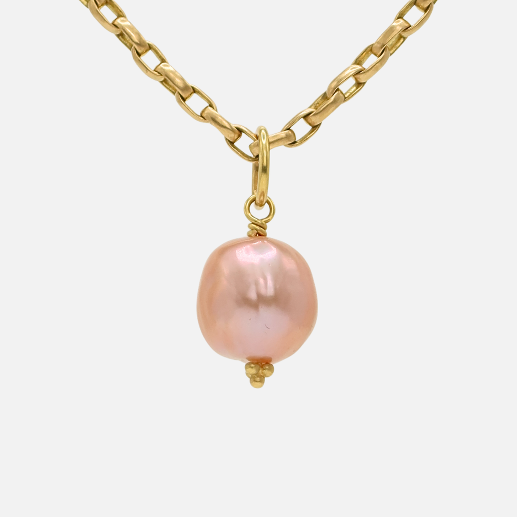 Tania Rosebud Baroque Pearl Pendant in 20K Peach Gold