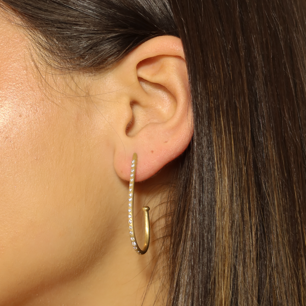 Hoopstock Large Teardrop Diamond Hoops in 20K Peach Gold