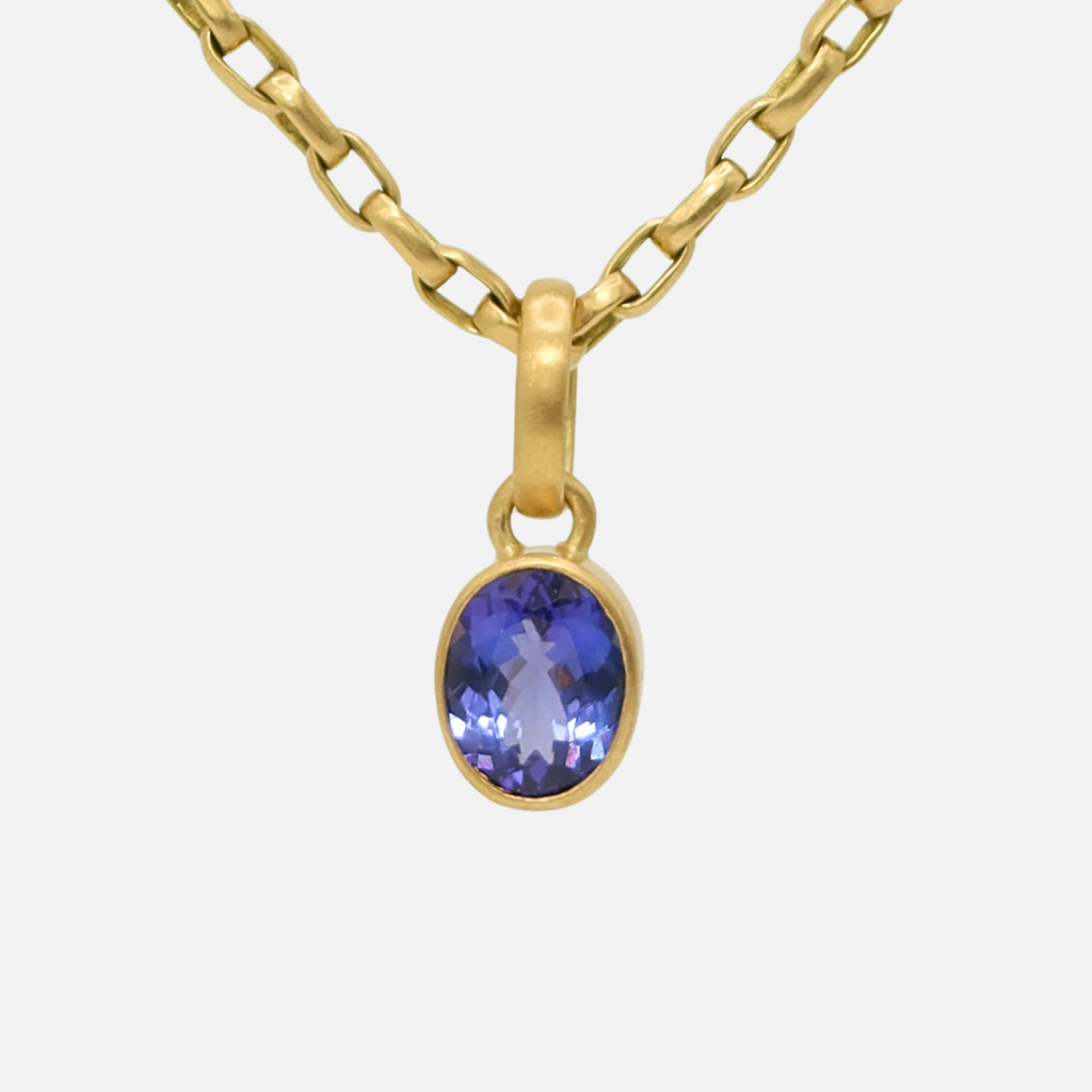 Sonoma Oval Faceted Tanzanite Pendant in 20K Peach Gold