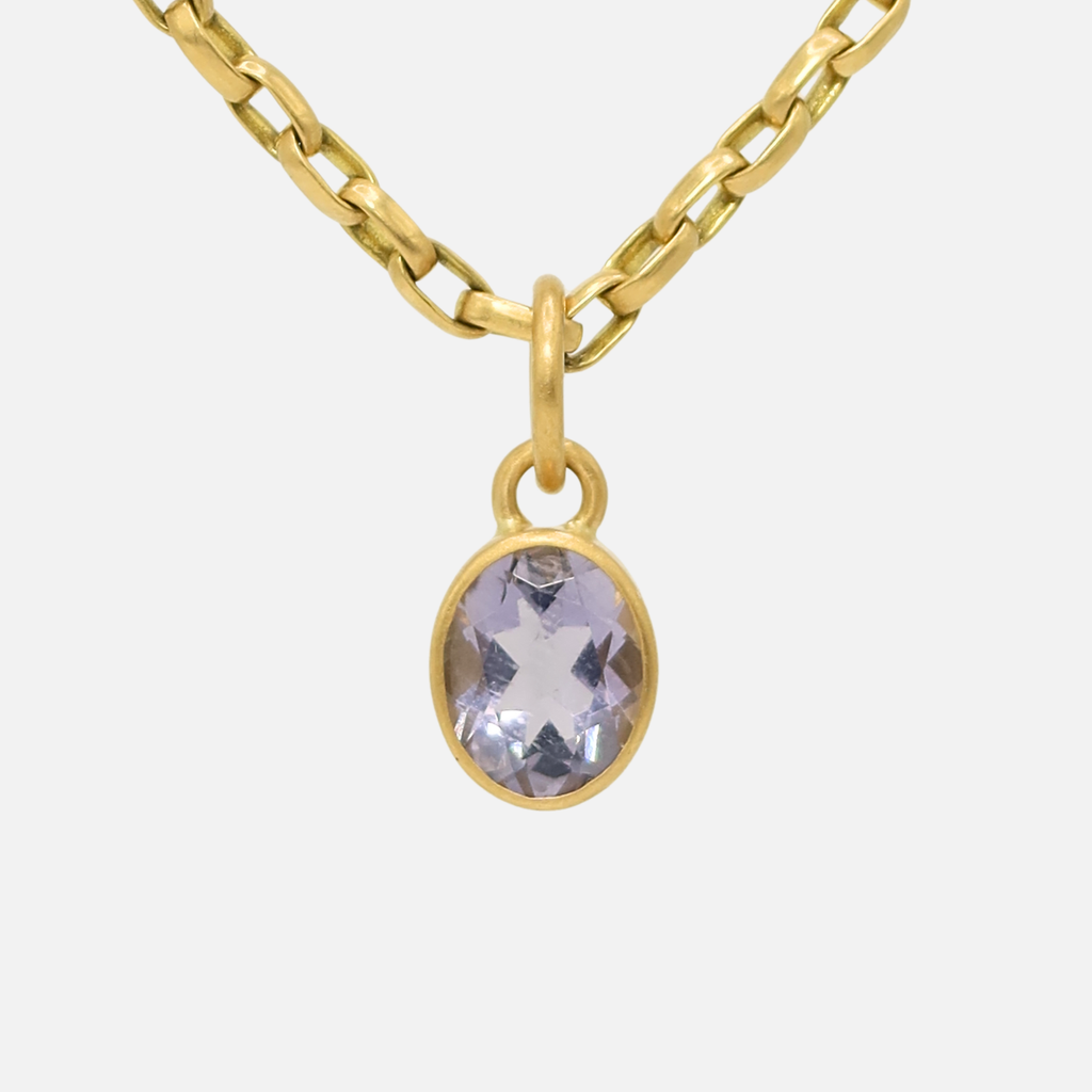 Sedona Oval Iolite Pendant in 20K Peach Gold