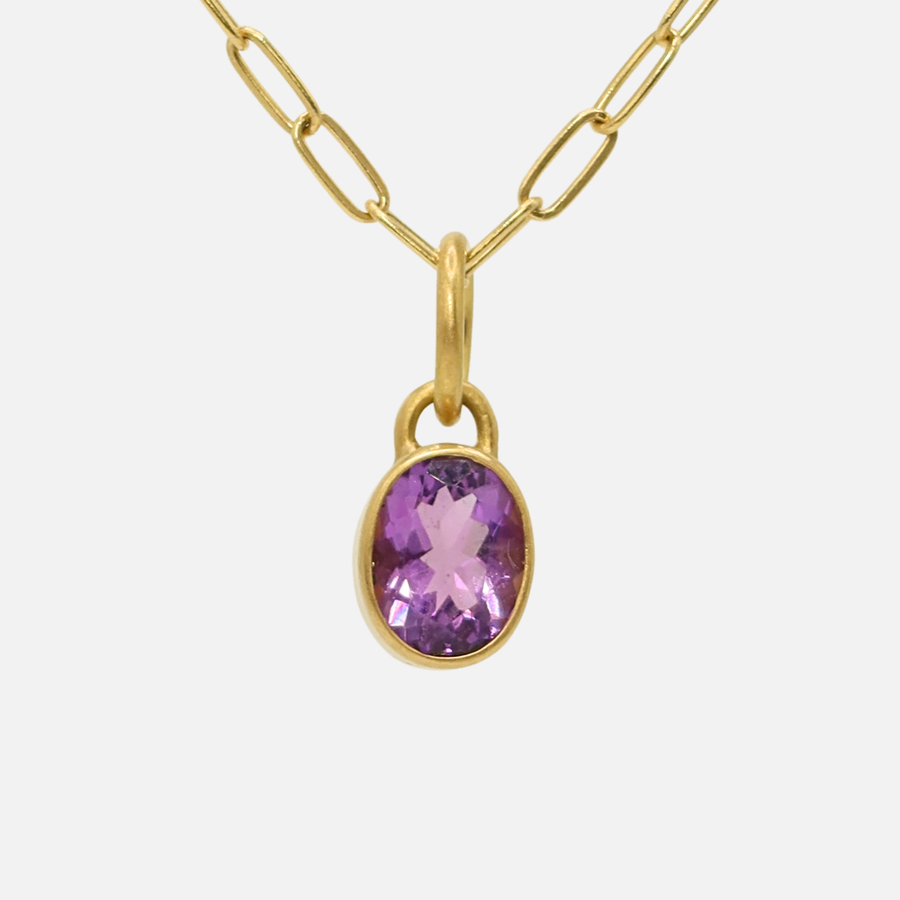Sedona Oval Amethyst Pendant in 20K Peach Gold