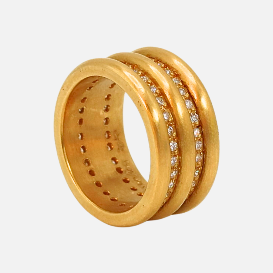 Shimmer Double Diamond Band in 20K Peach Gold Reinstein Ross Goldsmiths