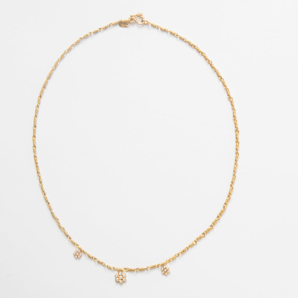 Snowdrop Trio "Isabella" Necklace in 20K Peach Gold