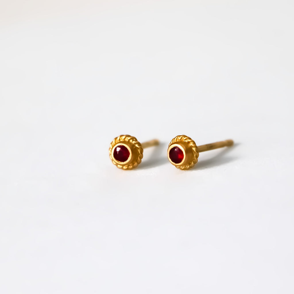 Holly Ruby Studs in 20K Peach Gold Reinstein Ross Goldsmiths