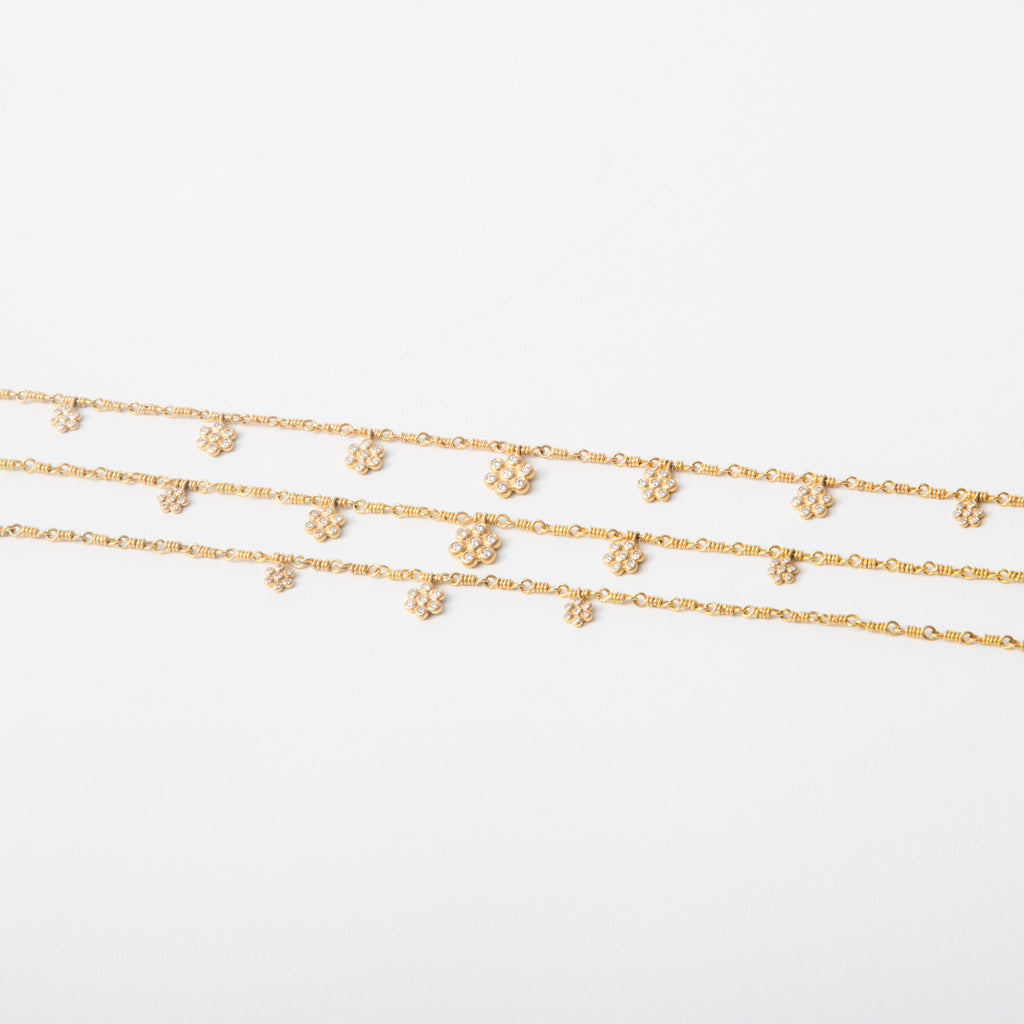 Snowdrop Trio "Isabella" Necklace in 20K Peach Gold