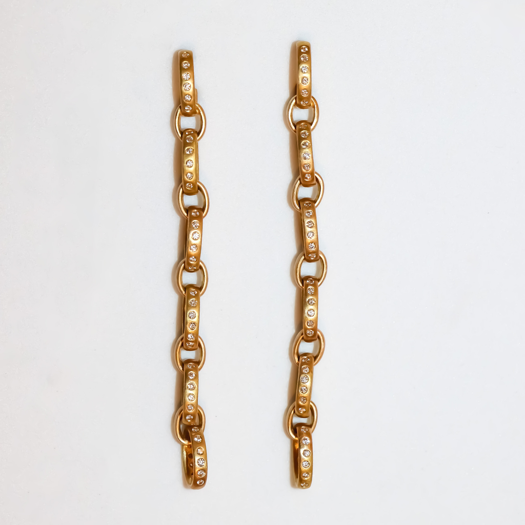 Sonoma Mixed Chain Diamond Earrings in 20K Peach Gold