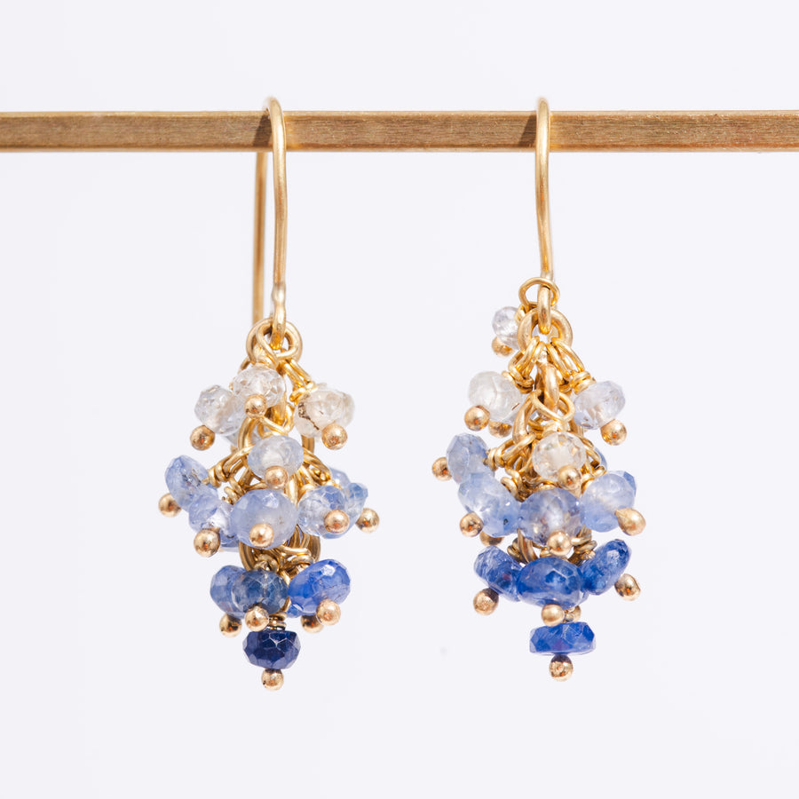 Bacchus Blue Ombre Sapphire Earrings in 20K Peach Gold Reinstein Ross Goldsmiths