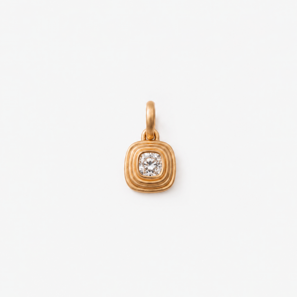 Dyan Cushion Cut Diamond Pendant in 20K Peach Gold