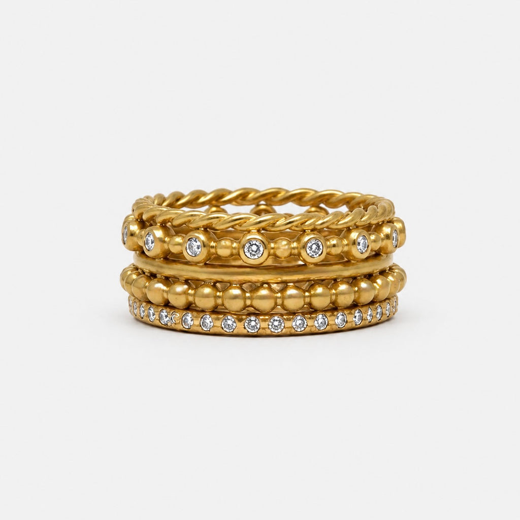 Baby Hitched Quintet Diamond Band in 20K Peach Gold