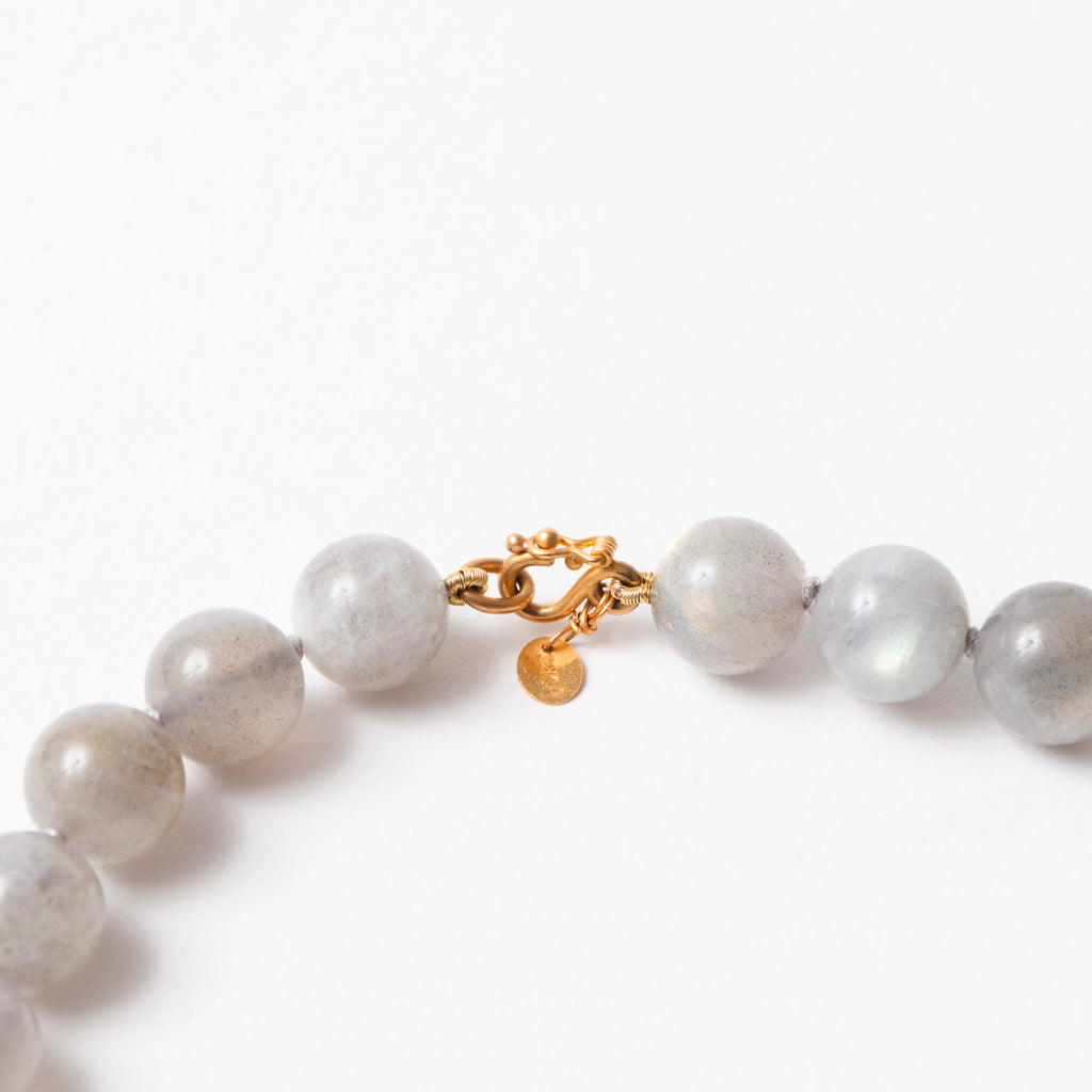 Strand Light Labradorite Necklace with 22K Apricot Gold Clasp- 28" Reinstein Ross Goldsmiths