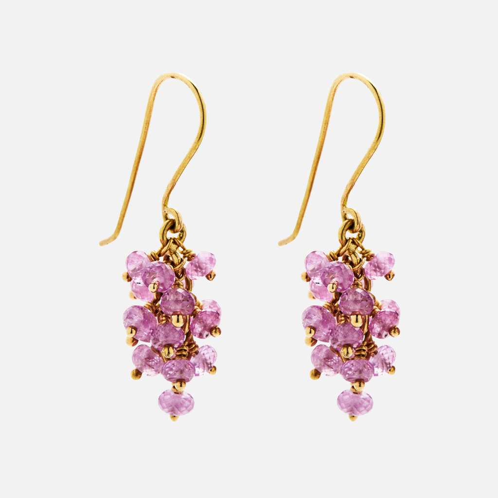 Bacchus Pink Sapphire Earrings in 20K Peach Gold Reinstein Ross Goldsmiths