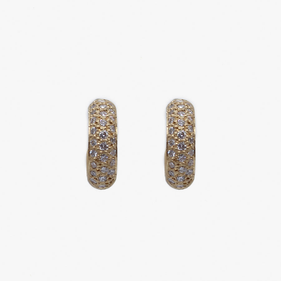 Half Round Pave Diamond Hoop in 20K Peach Gold- 4mm