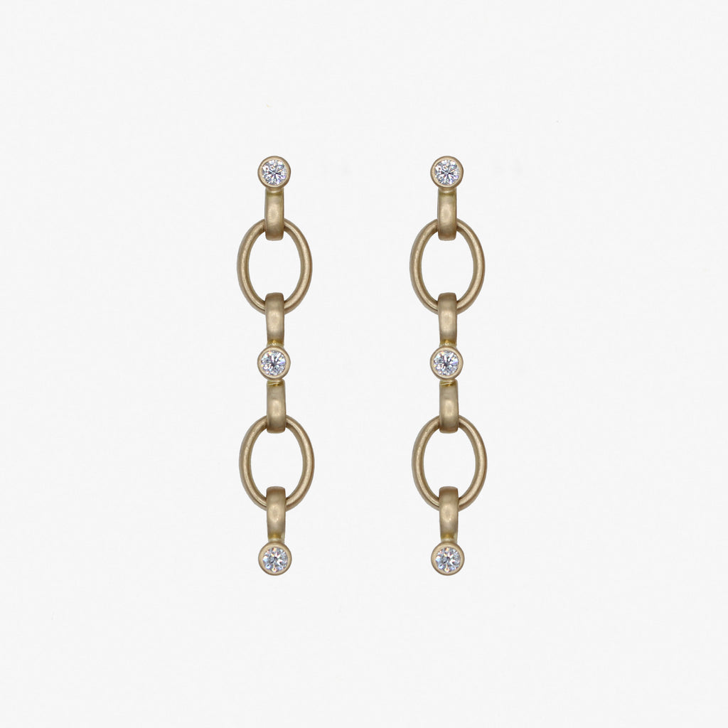 Sonoma "Clare" Diamond and Blue Sapphire Earrings in 20K Peach Gold Reinstein Ross Goldsmiths