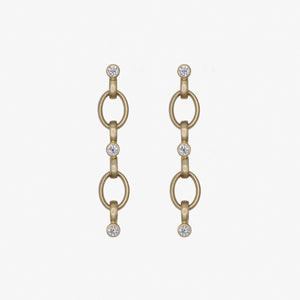 Sonoma "Clare" Diamond and Blue Sapphire Earrings in 20K Peach Gold Reinstein Ross Goldsmiths