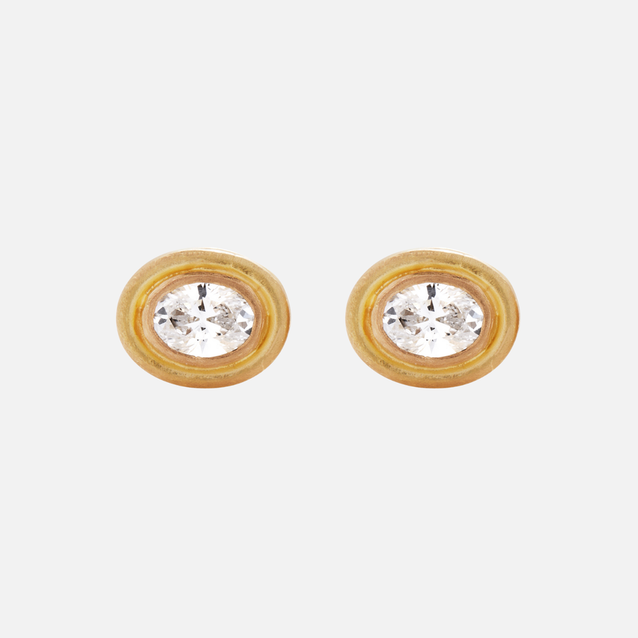 Dyan Small Oval Diamond Studs in 20K Peach Gold Reinstein Ross Goldsmiths
