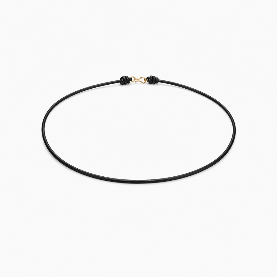 S Hook Leather Necklace in 20K Peach Gold
