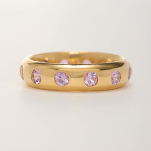 Half Round "Mosaic" Pink Sapphire Band in 20K Peach Gold- 5mm Reinstein Ross Goldsmiths